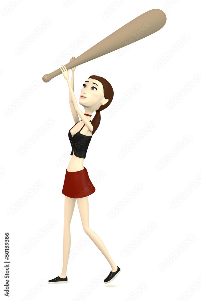 3d render of cartoon character with bat 3d render of cartoon character with bat
