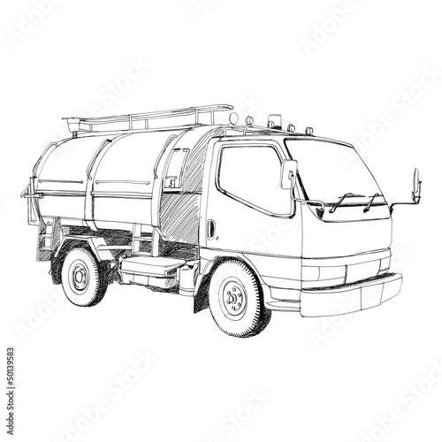 garbage truck - Hand Drawn
