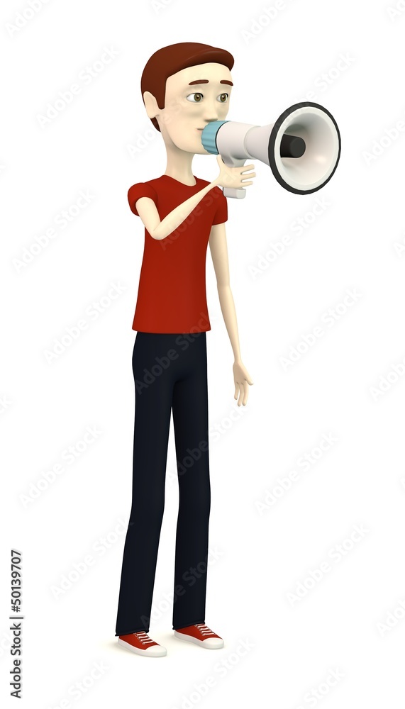 3d render of cartoon character with bullhorn 3d render of cartoon character with bullhorn