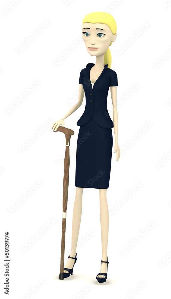 3d render of cartoon character with cane 3d render of cartoon character with cane