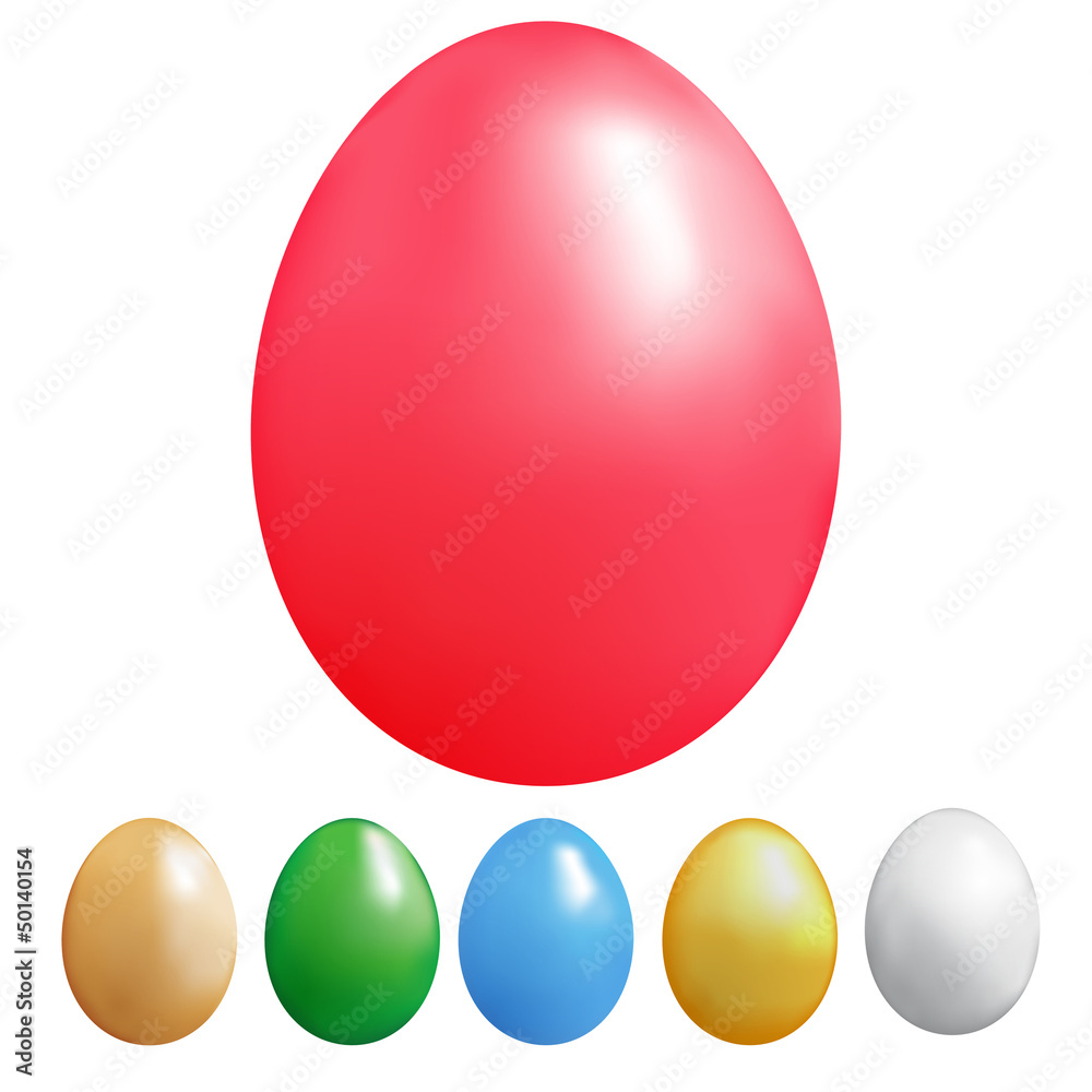 Set of colour eggs on a white background Set of colour eggs on a white background