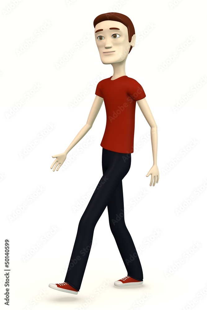 cartoon man in casual clothes- walking cartoon man in casual clothes- walking