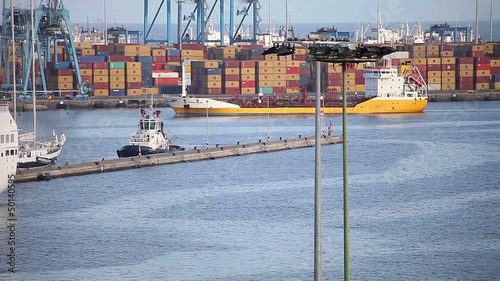 Cargo ships in industrial port of Las Palmas de Gran Canaria