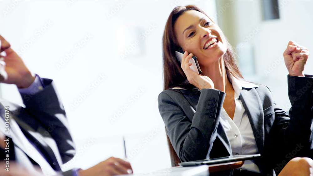 Caucasian Businesswoman Airport Travel Smart phone Caucasian Businesswoman Airport Travel Smart phone
