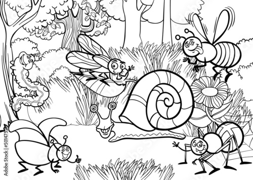 cartoon insects for coloring book