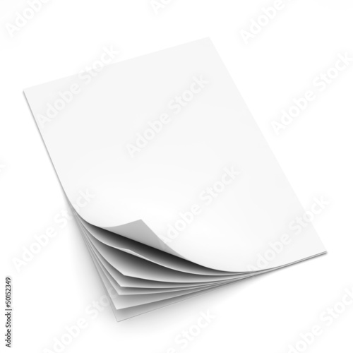 Paper sheets curled isolated photo