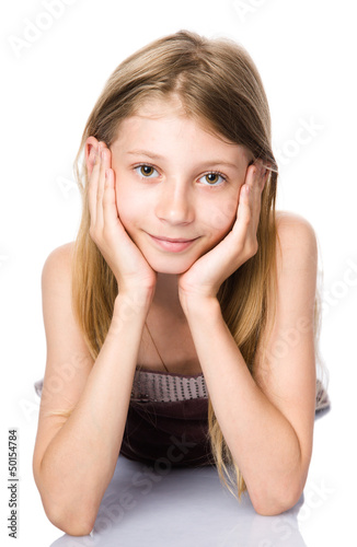 beautiful little girl. isolated on a white