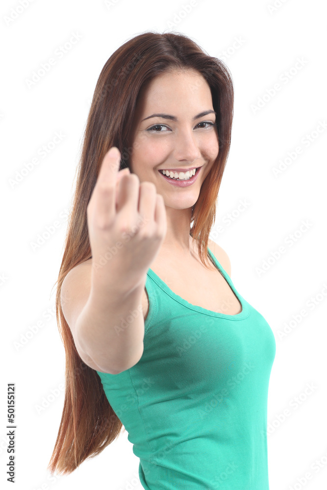 Beautiful woman inviting