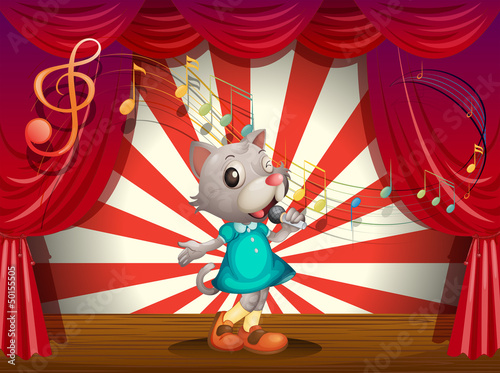 A female rat performing at the stage