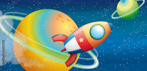 A spacecraft in the outer space