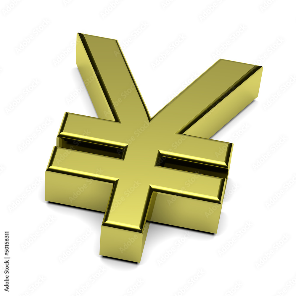 Obraz premium 3D Yen or Yuan currency sign isolated on white