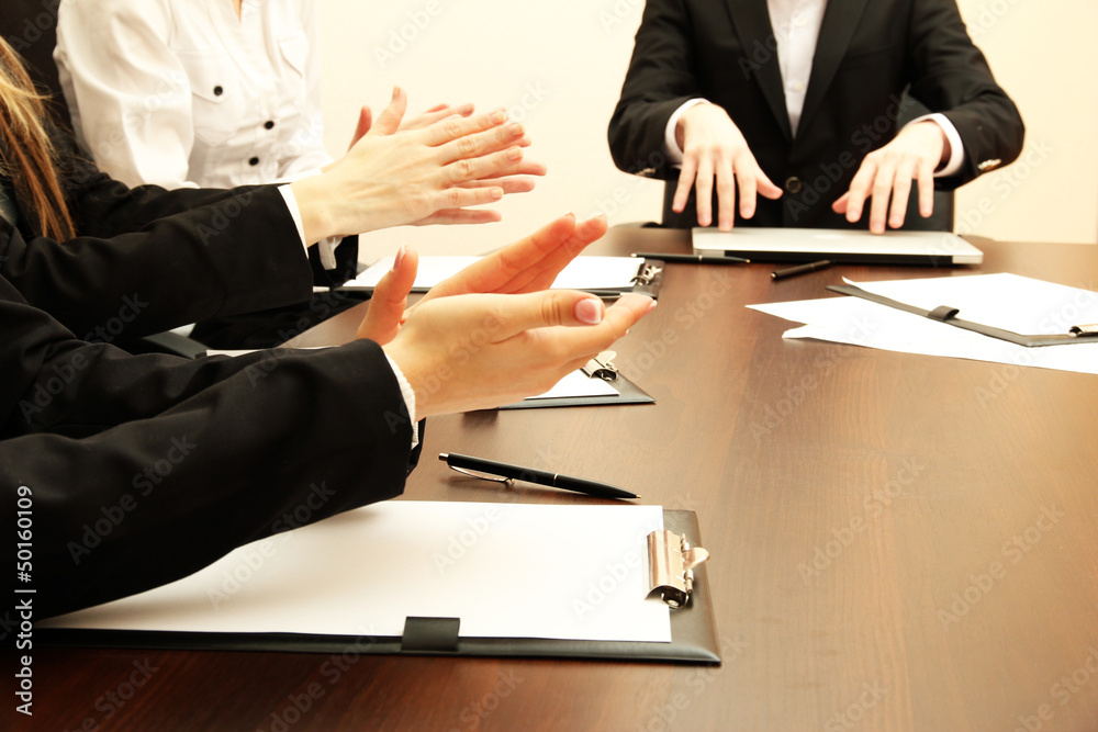 Close up of business people hands during teamwork Close up of business people hands during teamwork