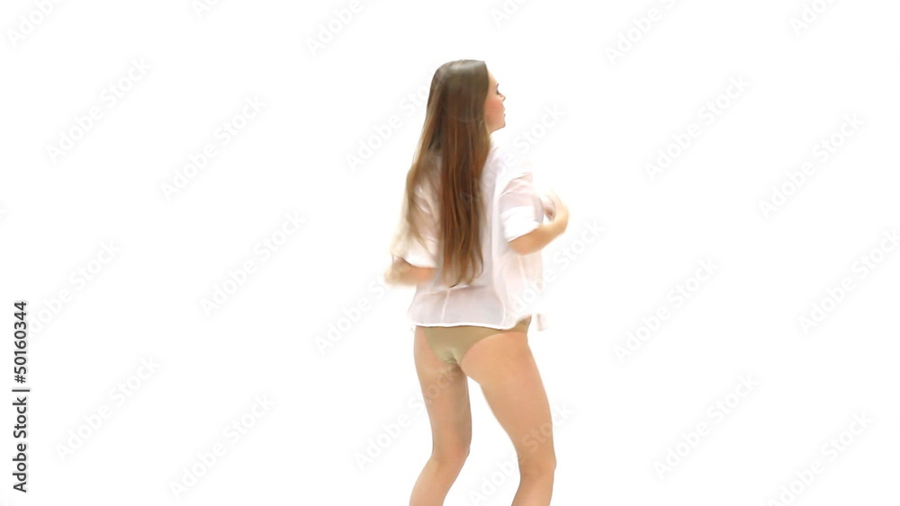 sexy young girl dancing against white background sexy young girl dancing against white background