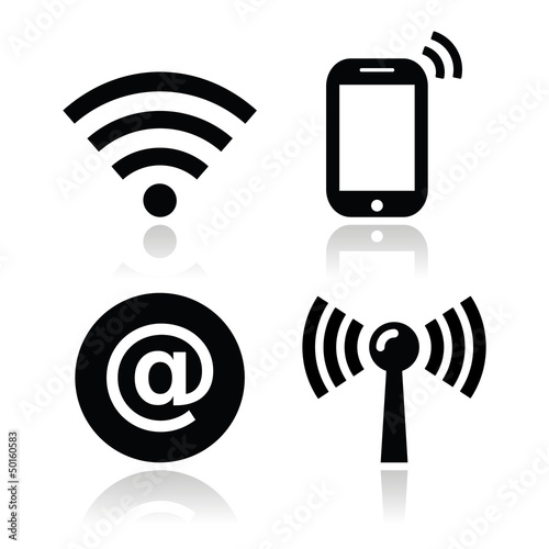 Wifi network, internet zone icons set