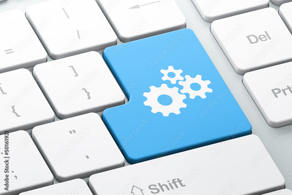 Web design concept: computer keyboard with Gears Web design concept: computer keyboard with Gears