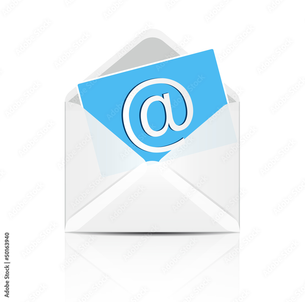 E mail concept. Vector white envelope with email sign icon. E mail concept. Vector white envelope with email sign icon.
