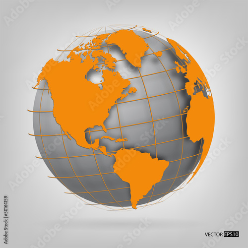 3d globe of the world. EPS10 vector illustration.