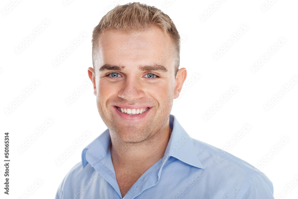 Closeup portrait of happy smiling young businessman isolated Closeup portrait of happy smiling young businessman isolated