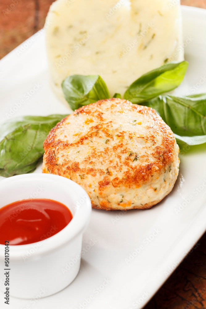 Meat cutlet with mashed potatoes Meat cutlet with mashed potatoes