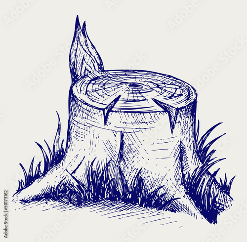 Old tree stump. Doodle style