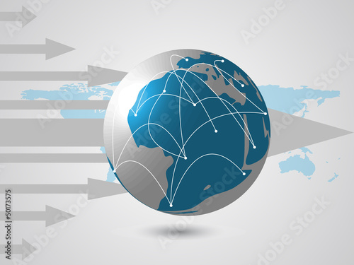 Modern globe connections network design, vector illustration