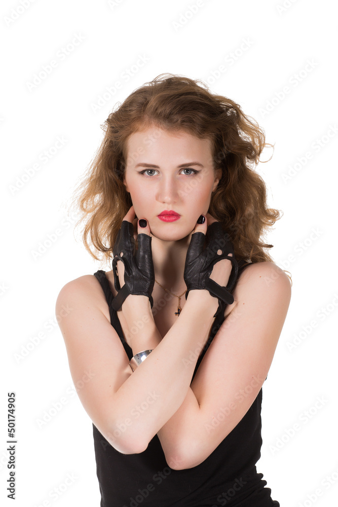 Seductive young woman touching her face with hands Seductive young woman touching her face with hands