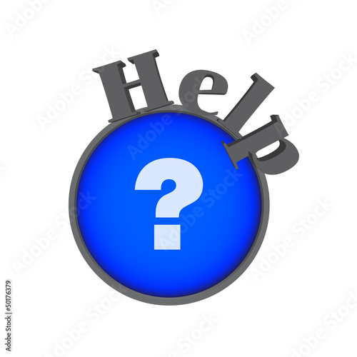 Blue help symbol on white background