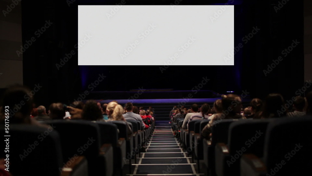 Viewers in the cinema house. Variant with screen motion.