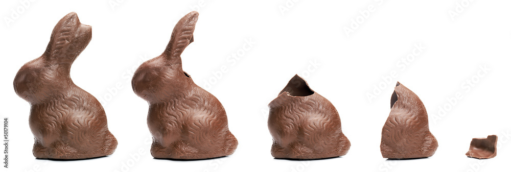 Fototapeta premium Chocolate Easter Bunny eating sequence