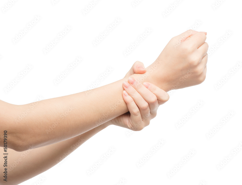 Woman rubs hand cream