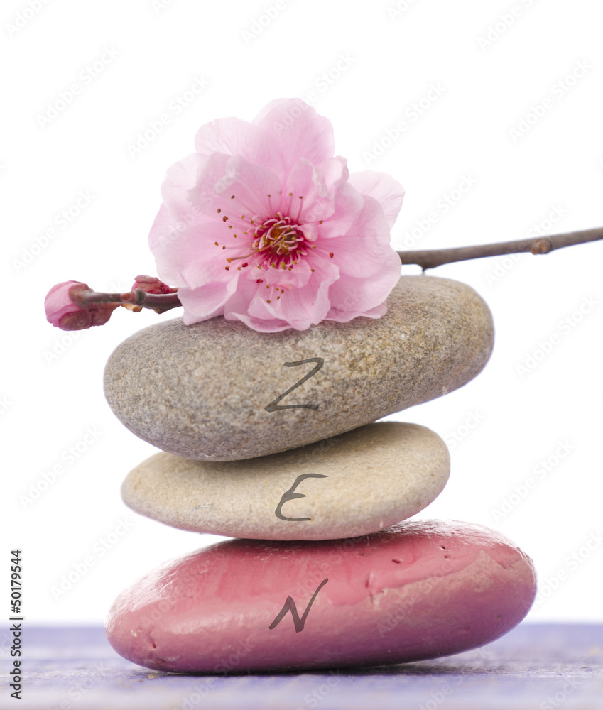 Fototapeta premium galets zen et branche en fleur