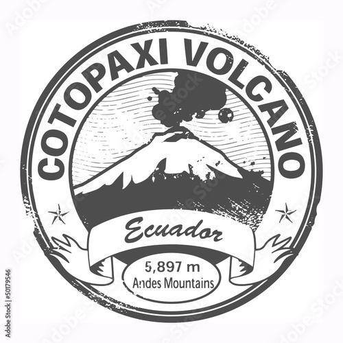 Black stamp with words Cotopaxi Volcano, Ecuador, vector