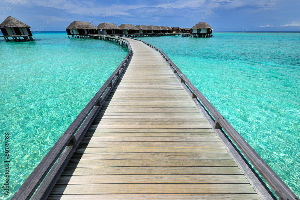 Beautiful beach with water bungalows