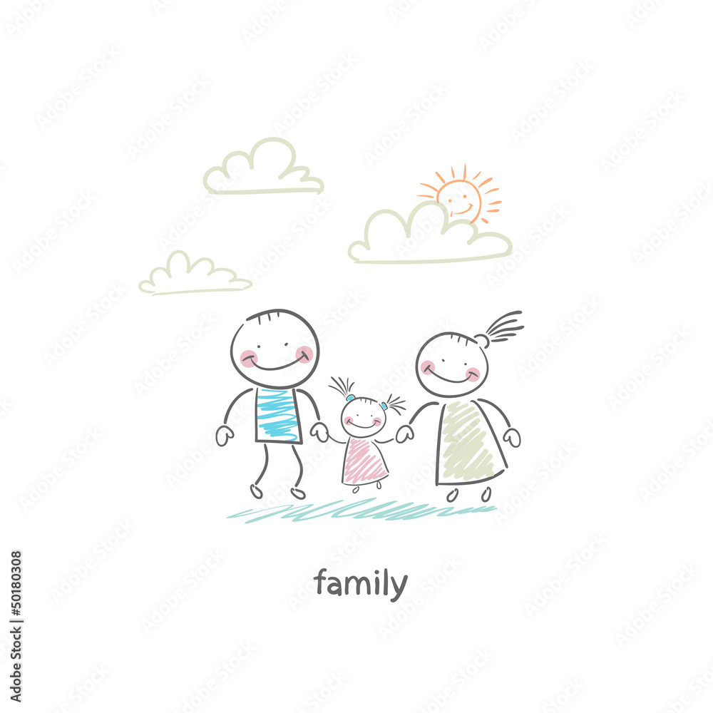 Happy family. Illustration.