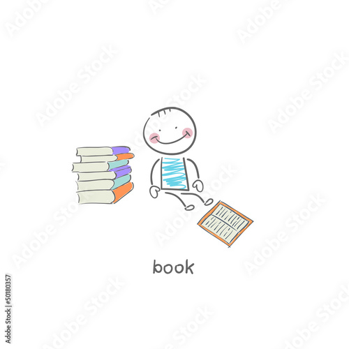 Reader of books. Illustration.