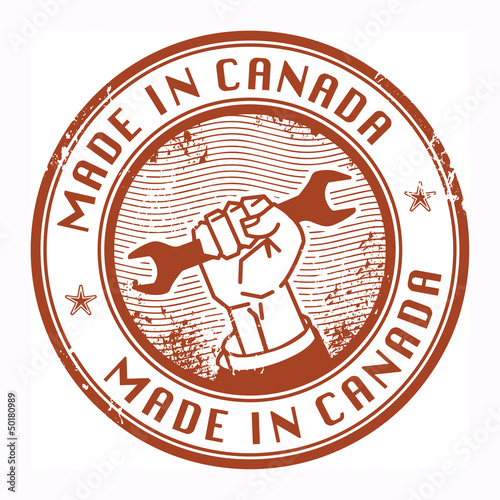 Grunge rubber stamp with words Made in Canada inside