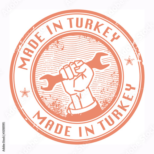 Grunge rubber stamp with words Made in Turkey inside