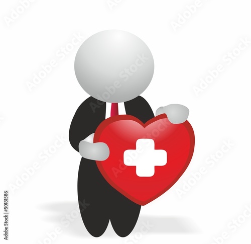 man holding medical heart