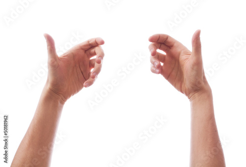 Hand of a man to hold card, mobile phone, tablet PC