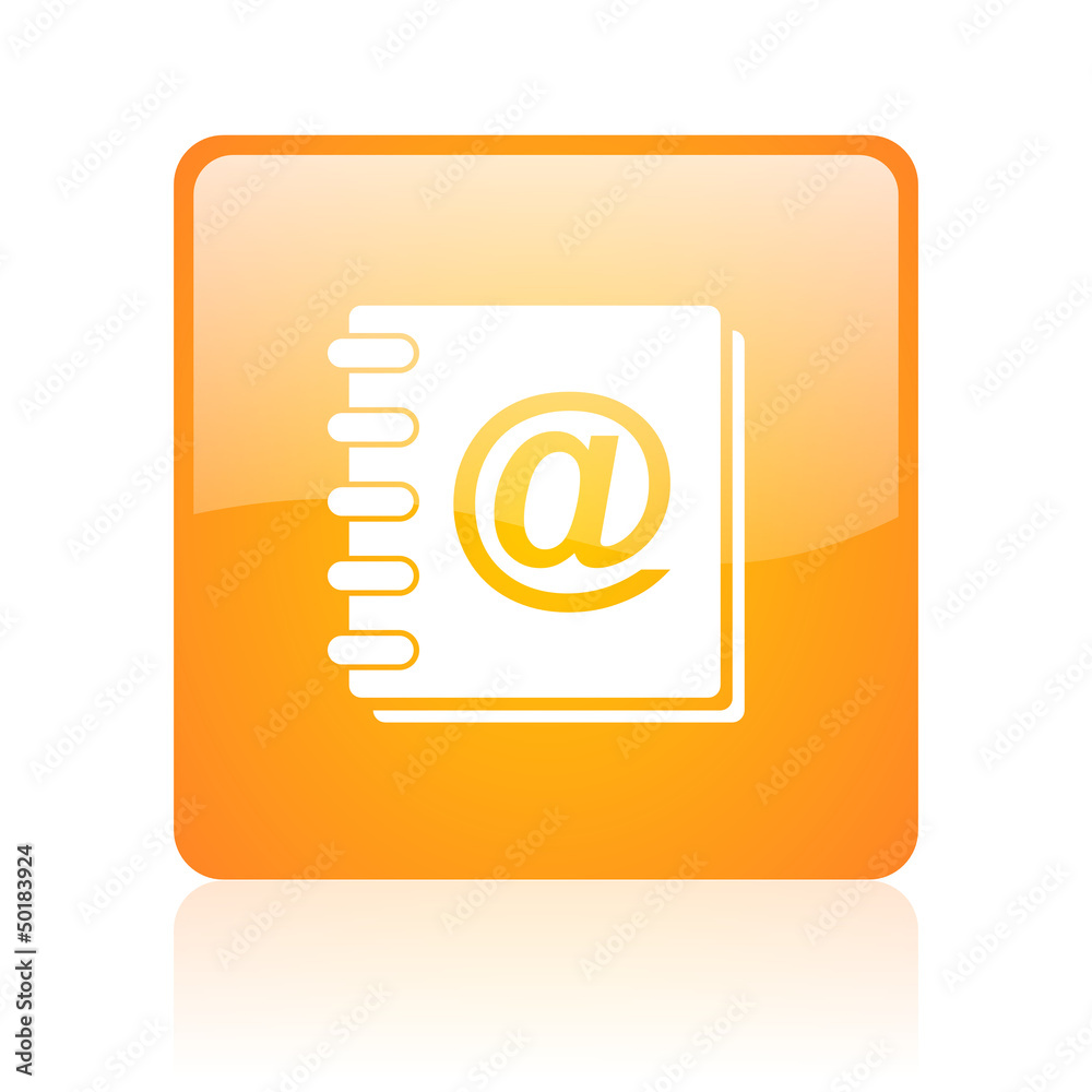 address book orange square glossy web icon address book orange square glossy web icon