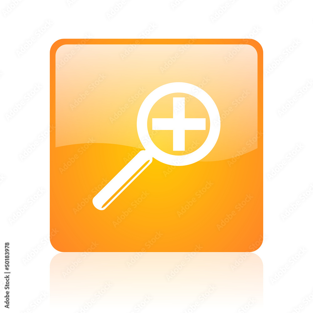 magnification orange square glossy web icon magnification orange square glossy web icon