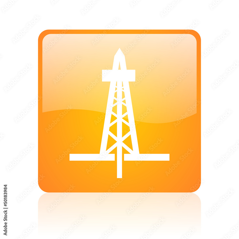 drilling orange square glossy web icon