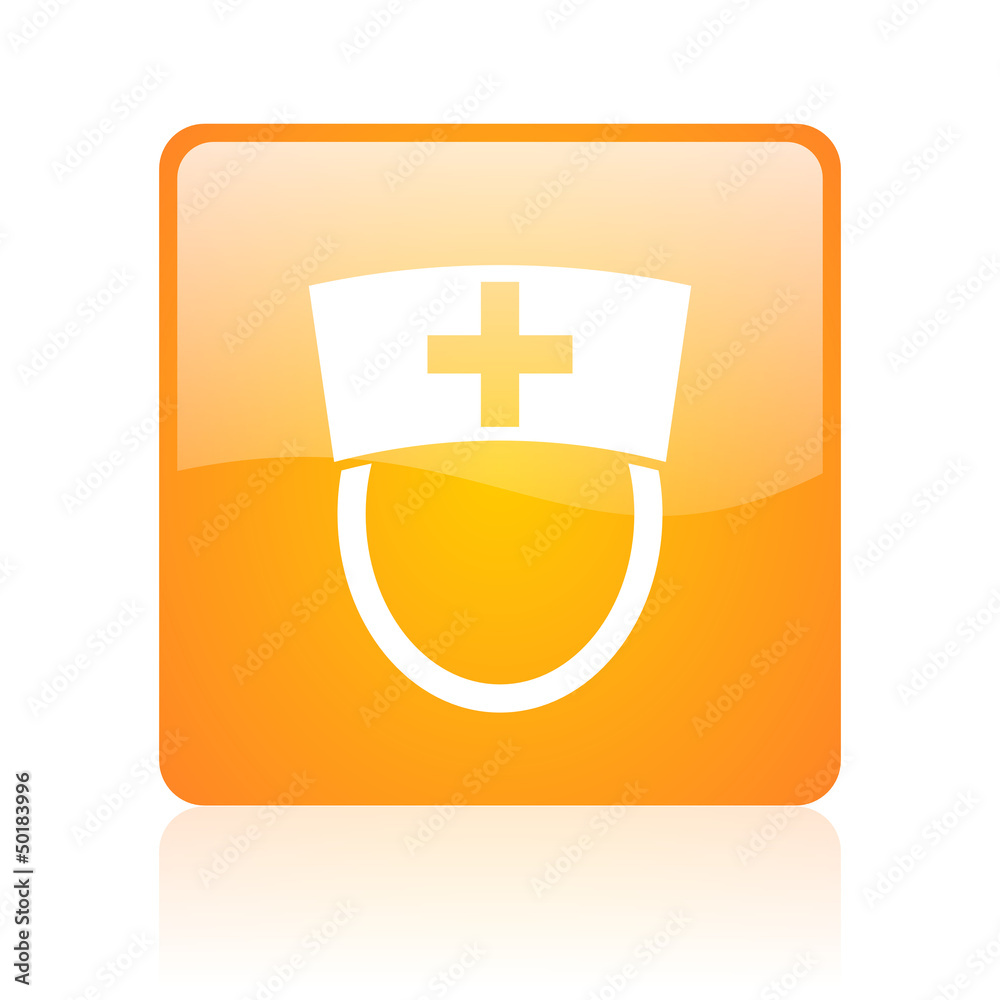 nurse orange square glossy web icon nurse orange square glossy web icon