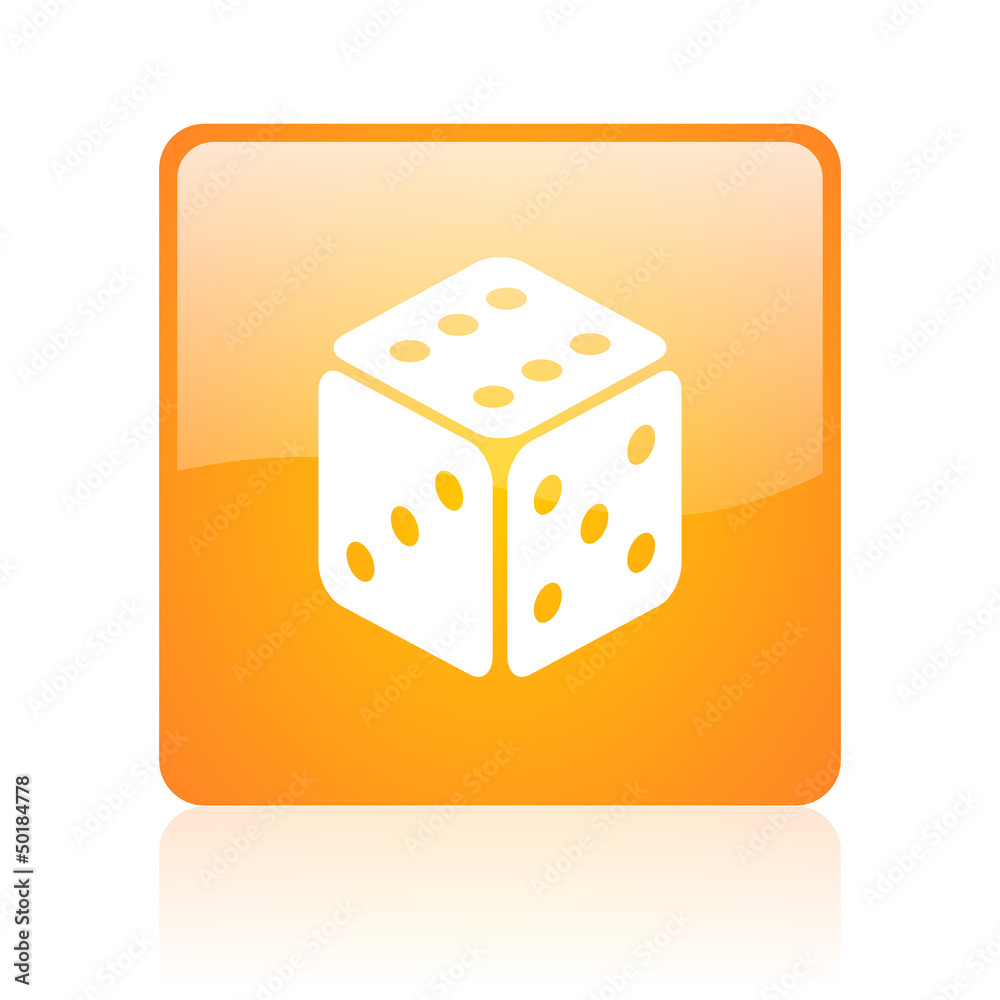 dice orange square glossy web icon dice orange square glossy web icon