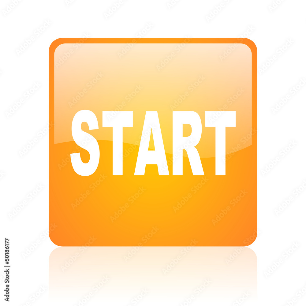 start orange square glossy web icon start orange square glossy web icon