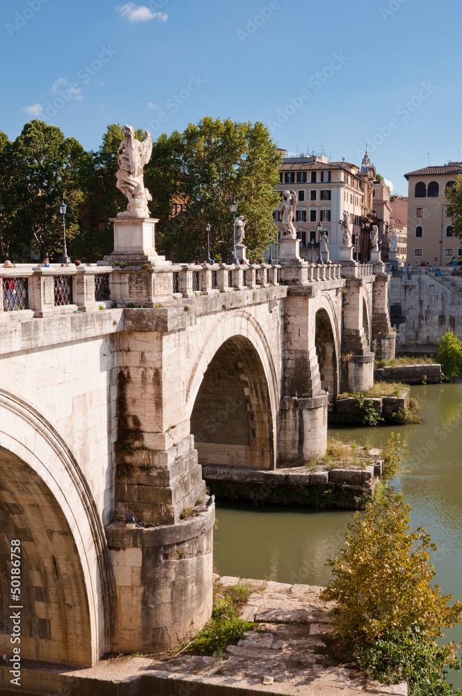 Sant Angello bridge and Tevere river at Rome