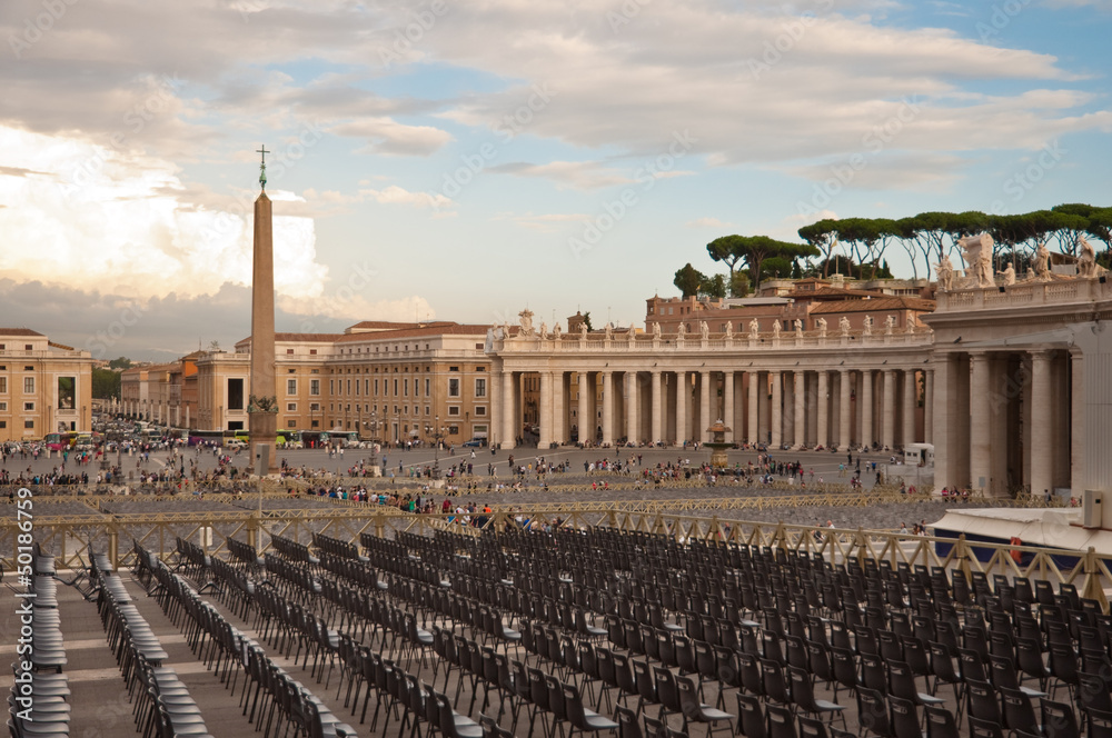 Chairs and Obelisk in Piazza san Pietro - Vatican