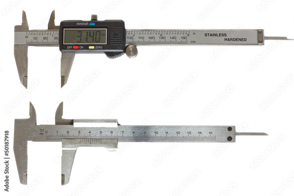 Vernier caliper on a white background, isolated image Vernier caliper on a white background, isolated image