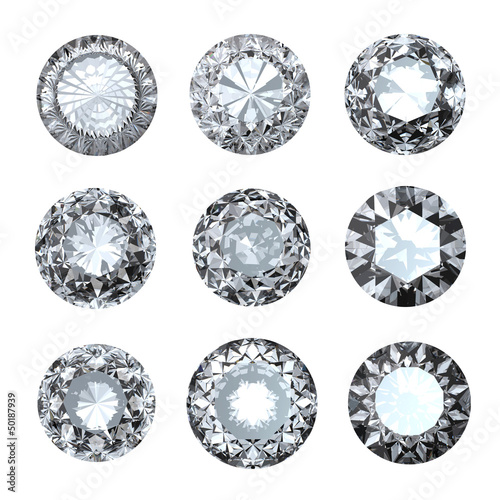 Jewelry gems roung shape on white background