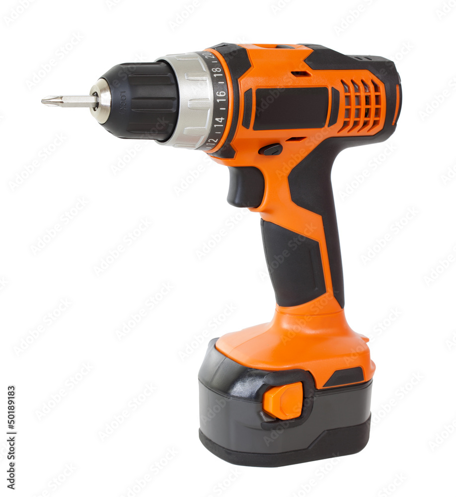 Battery screwdriver isolated over white Battery screwdriver isolated over white